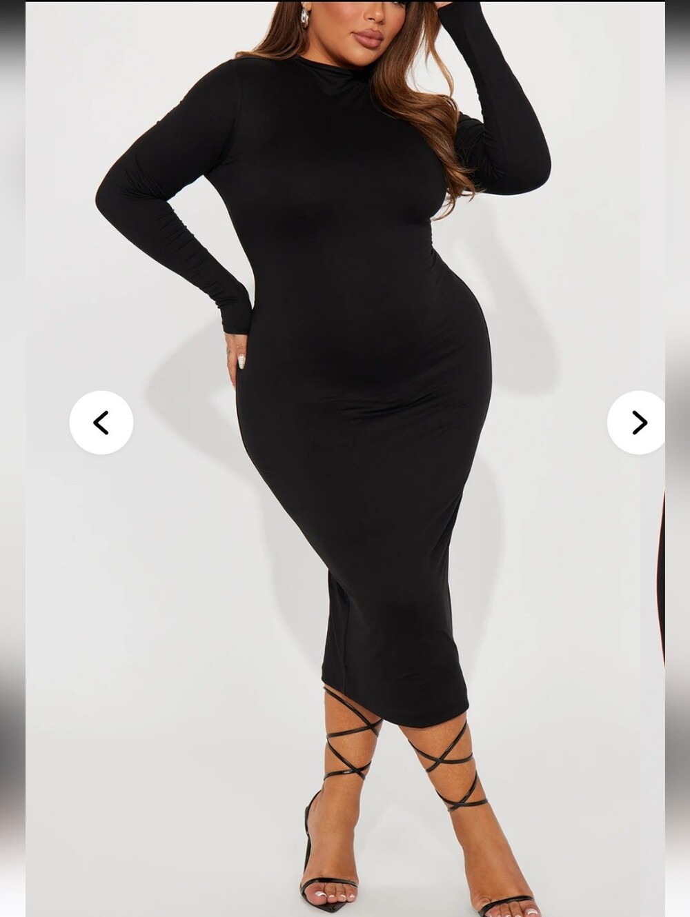 Fashion Nova Women's XL Efina Double Lined Midi Dress - Black